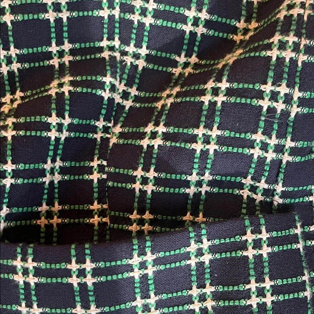 J. Crew Navy, Green & Cream Textured Plaid Blazer - Size 14